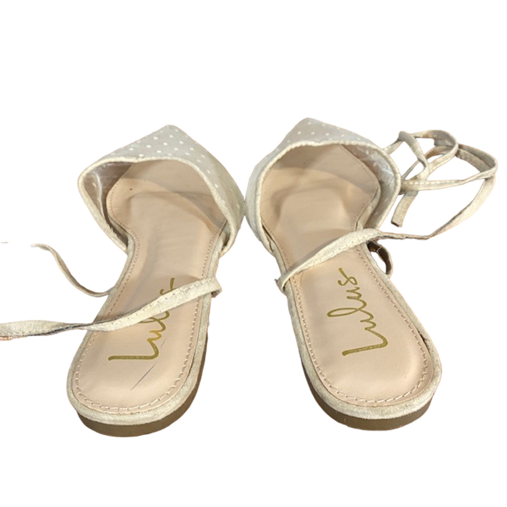 Lulus Blush Pink Sheer Dotted Pointed Toe Lace Up Flat Mules Women Sz 7.5 - Picture 5 of 9